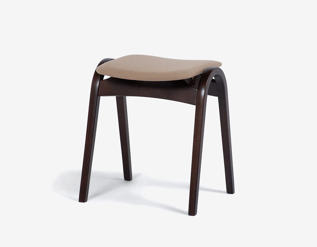 Good Design Award-winning bentwood stacking stool by Isamu Kenmochi