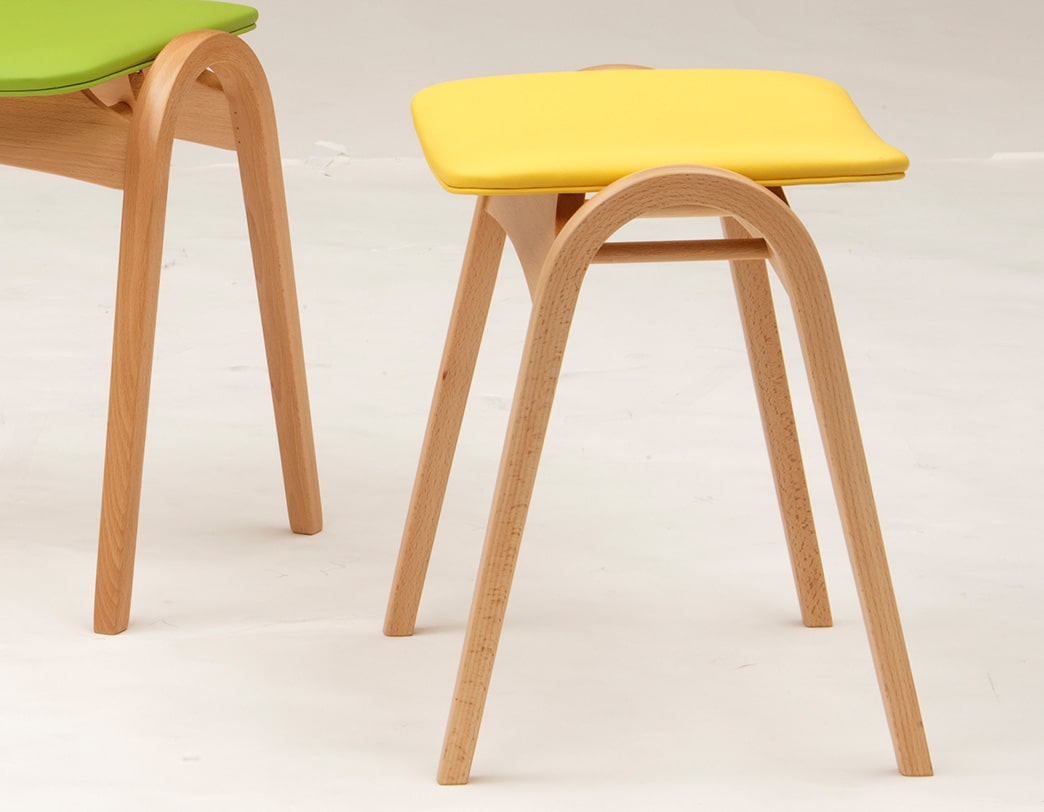 Good Design Award-winning bentwood stacking stool by Isamu Kenmochi