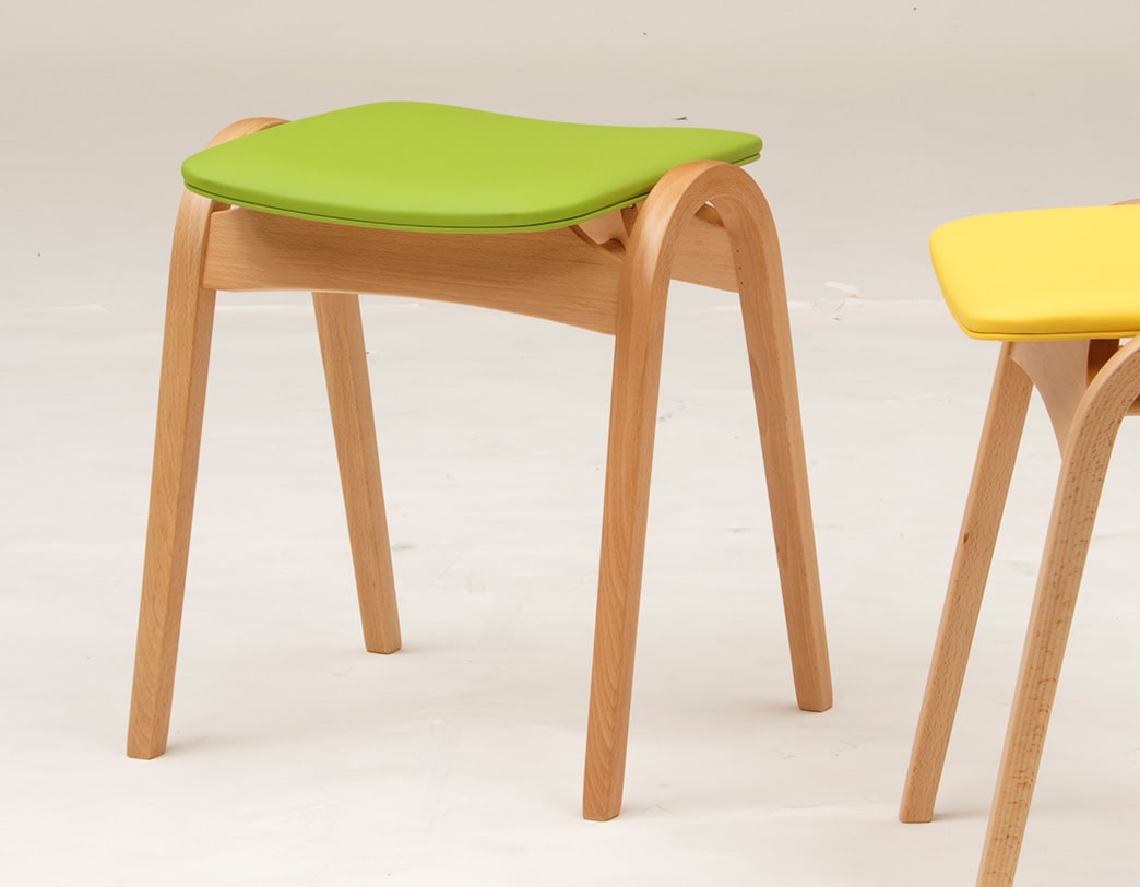 Good Design Award-winning bentwood stacking stool by Isamu Kenmochi