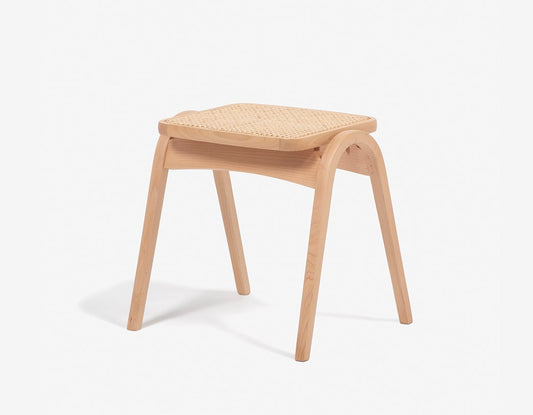 Rattan model of stacking bentwood stool designed by Isamu Kenmochi commemorating the 60th anniversary