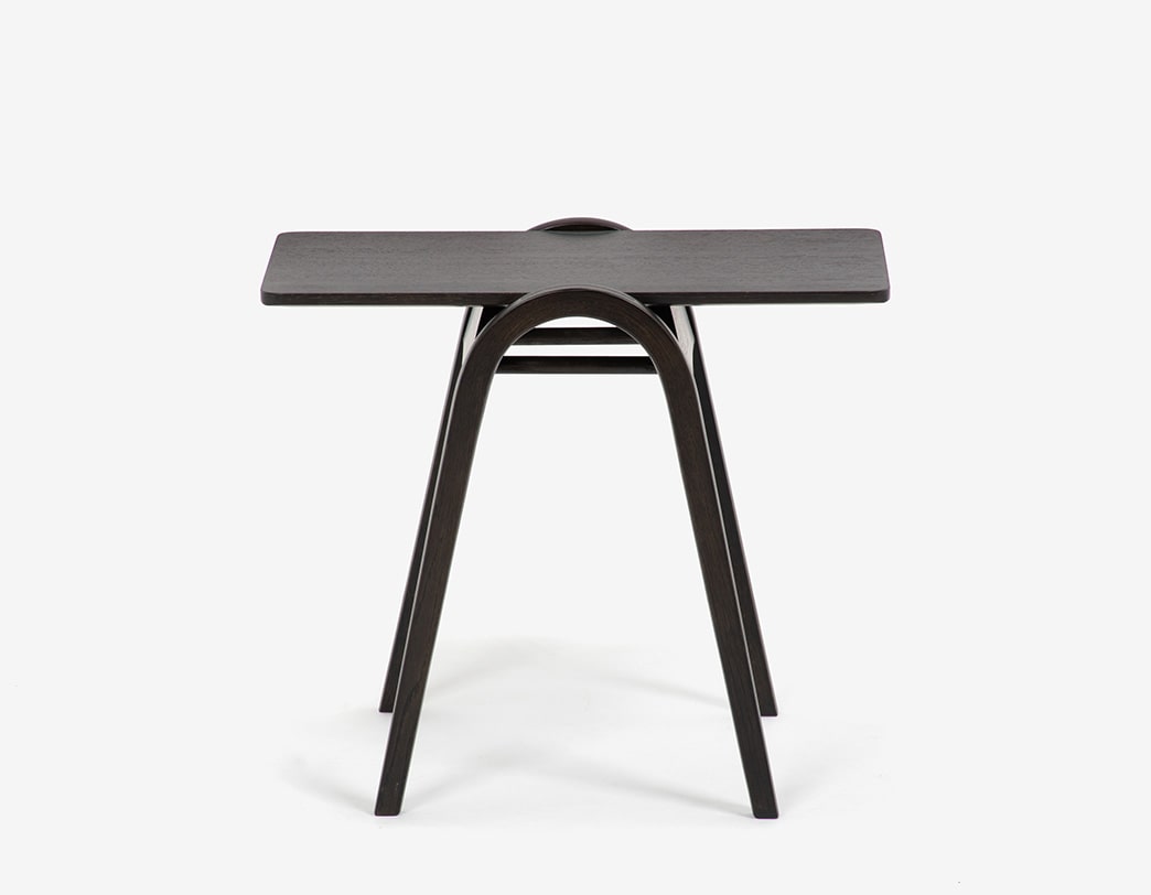 Redesigned tea table based on Isamu Kenmochi's Stool No.202, featuring bentwood construction and hand-finished beech wood surface