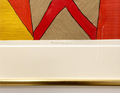 TETSUO MIZU / Lithograph "Beethoven" gold frame