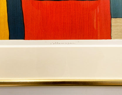 TETSUO MIZU / Lithograph "Volkswagen" gold frame