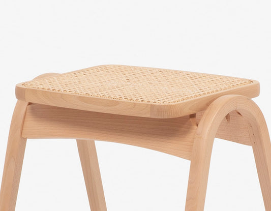 Rattan model of stacking bentwood stool designed by Isamu Kenmochi commemorating the 60th anniversary