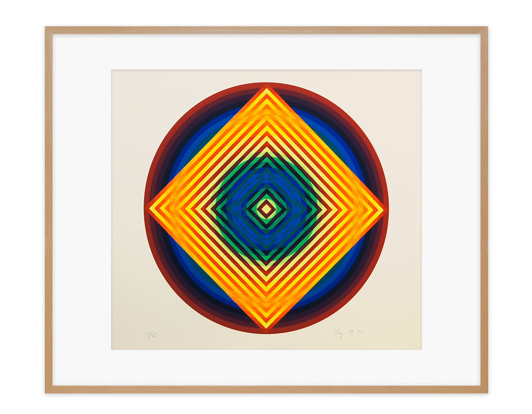 AY-O / Silk screen / Maru no naka no shikaku - Square in a Circle Ⅲ