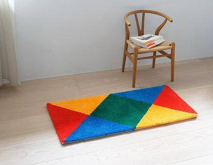 Max Bill / Acrylic Graphic Rug "rotating four colored double cores."