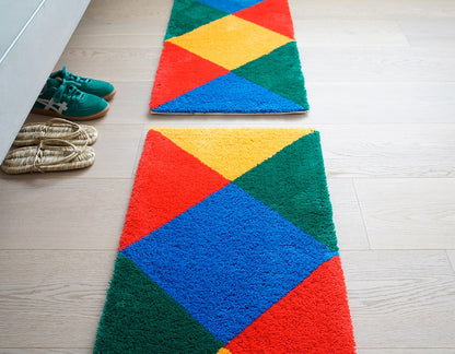 Max Bill / Acrylic Graphic Rug "rotating four colored double cores."
